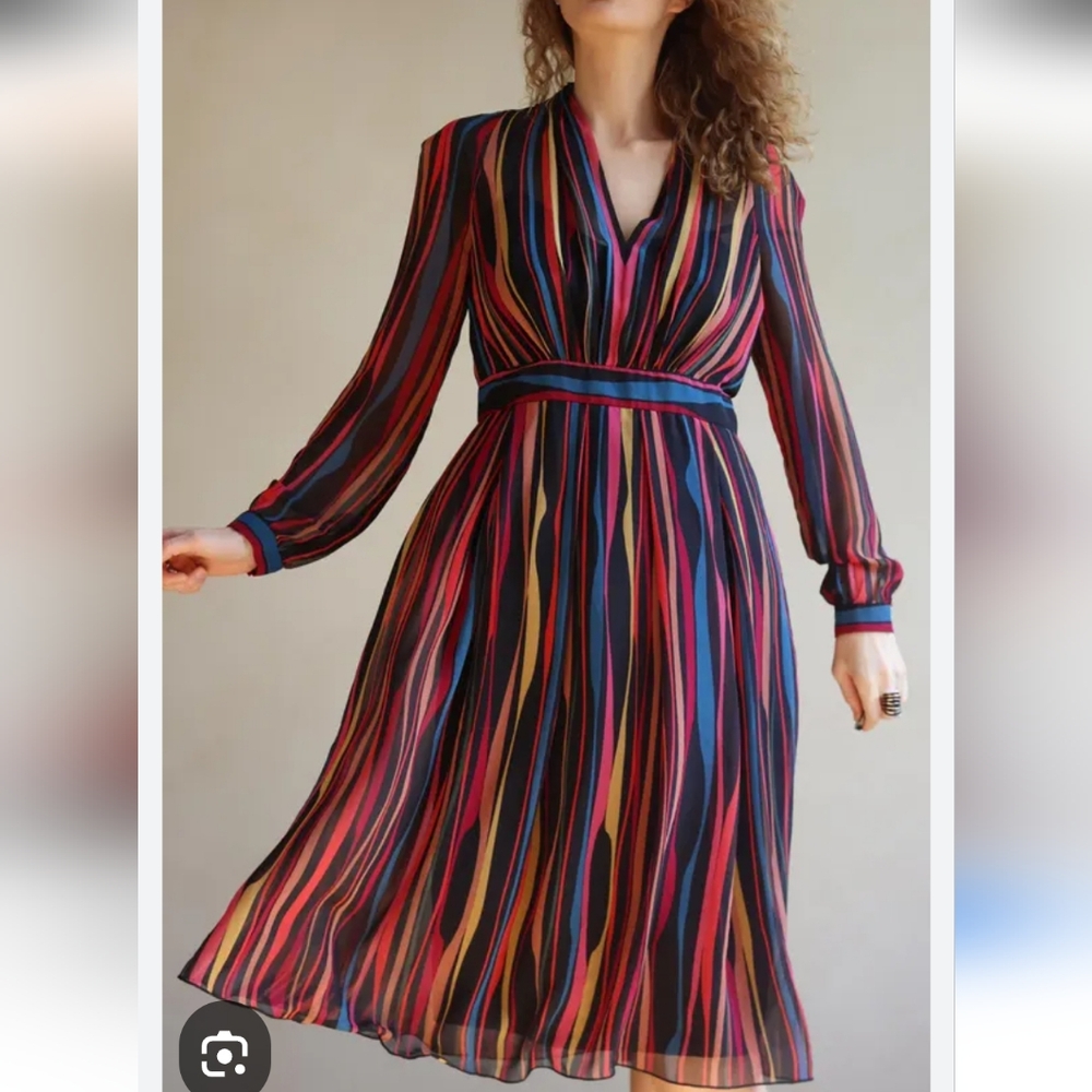 Anne Klein Vibrant Long Sleeve Striped Dress